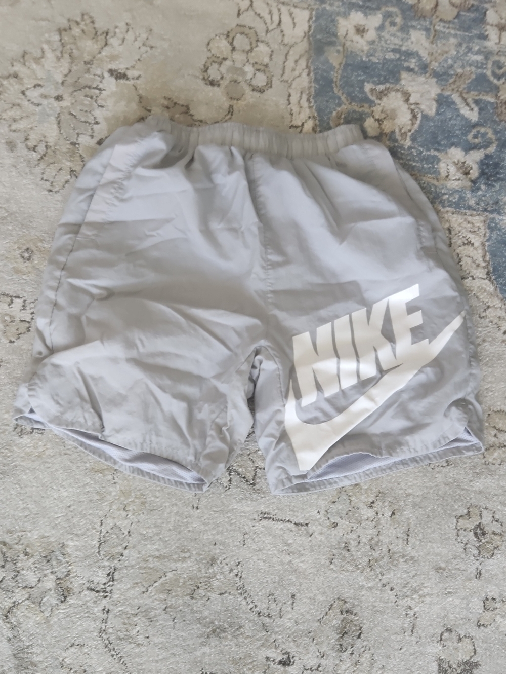 Nike Light Gray Swim Shorts with Bold Logo